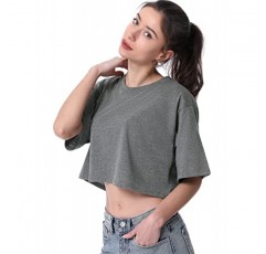 Cozy Pyro 4팩 여성용 코튼 자르기 티셔츠 반팔 솔리드 크로프트 운동 탑 라운드 넥 캐주얼 운동 요가 티셔츠