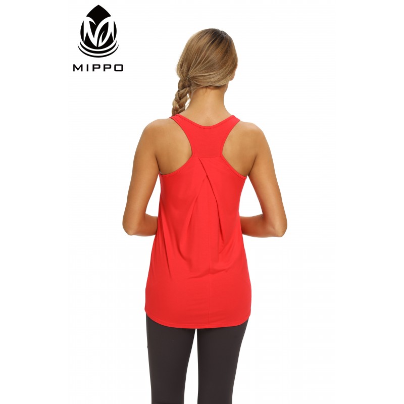 Mippo Womens Long Workout 탑 Racerback 운동 요가 체육관 탱크 탑 스포츠 테니스 셔츠