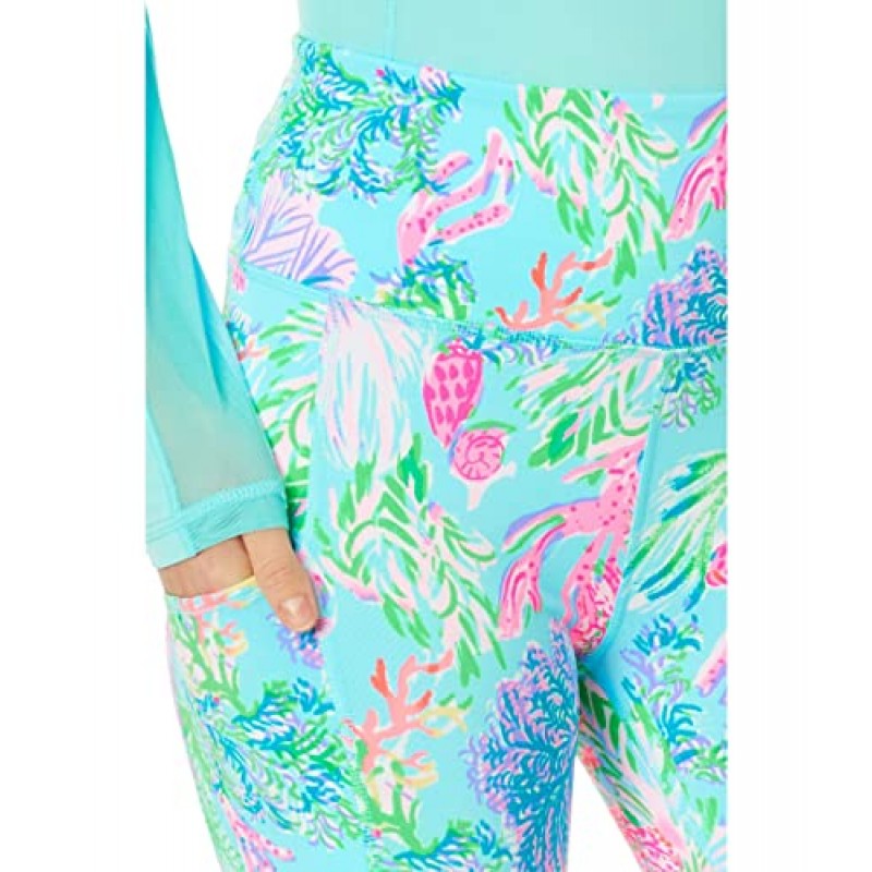 Lilly Pulitzer UPF 50+ 여성용 하이라이즈 레깅스 - 플랫 엘라스틱 허리밴드, 꼭 맞는 실루엣, 편안하고 스타일리쉬한 레깅스