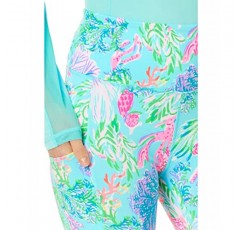 Lilly Pulitzer UPF 50+ 여성용 하이라이즈 레깅스 - 플랫 엘라스틱 허리밴드, 꼭 맞는 실루엣, 편안하고 스타일리쉬한 레깅스