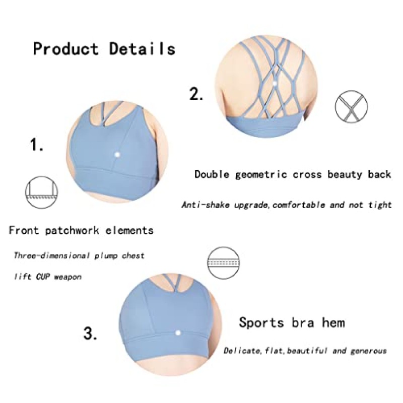 여성용 FJL 크로스 백 스포츠 브라, 패딩 처리된 스트랩 크리스 크로스 크롭 브라, 나일론 림 없음 요가 크롭 탱크, 피트니스 운동 런닝, 2개(색상: 노란색, 크기: 중간)