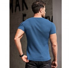 COOFANDY 남성용 근육 T 셔츠 스트레치 반소매 V 넥 보디 빌딩 운동 티셔츠