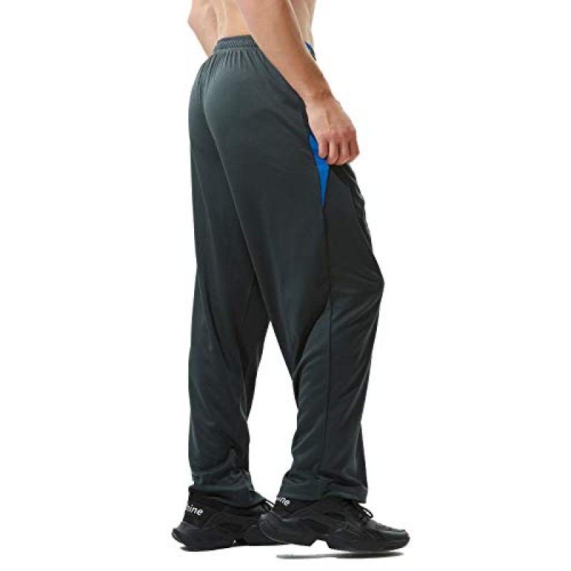 ZEROWELL 지퍼 포켓이 있는 남성용 운동 바지 개방형 바닥 경량 스웨트팬츠, 운동, 달리기, 체육관, 훈련용