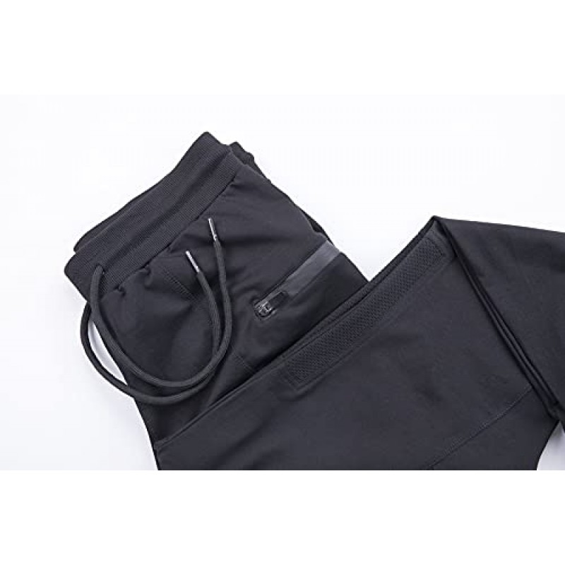 FIRSTGYM Mens Joggers 트레이닝 복 슬림 피트 운동 훈련 허벅지 메쉬 체육관 조깅 바지 (지퍼 포켓 포함)