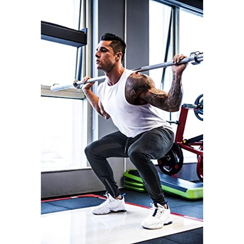 FIRSTGYM Mens Joggers 트레이닝 복 슬림 피트 운동 훈련 허벅지 메쉬 체육관 조깅 바지 (지퍼 포켓 포함)