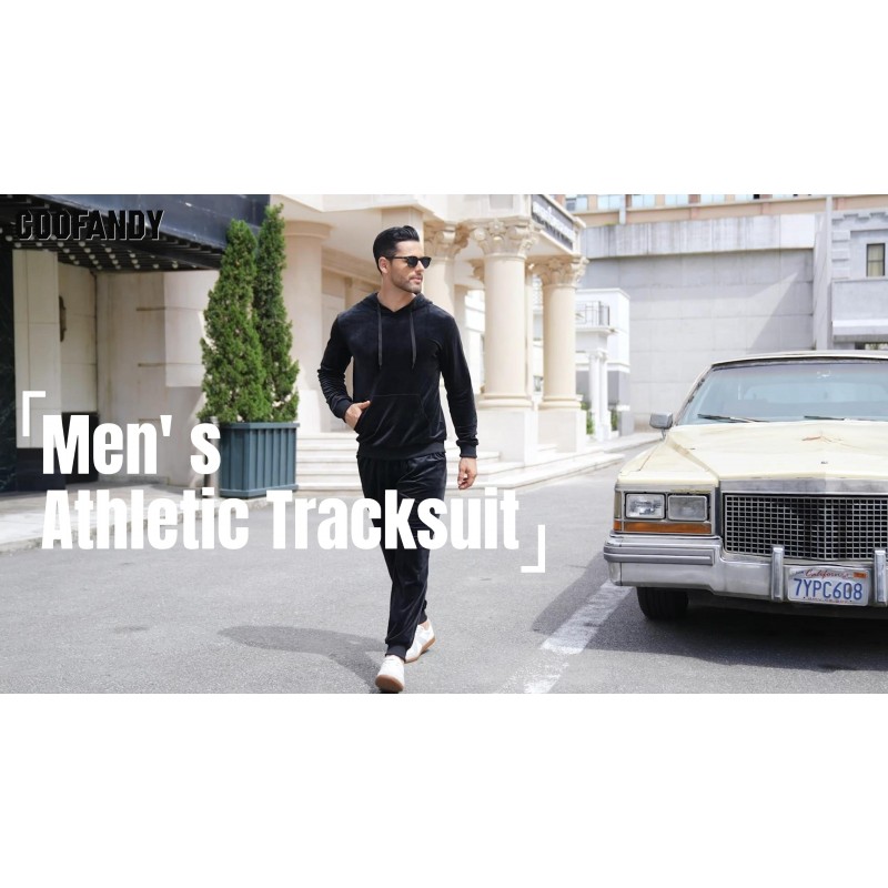 COOFANDY 남자 Tracksuit 2 조각 Sweatsuit 세트 스포츠 캐주얼 피트니스 조깅을위한 긴 소매 후드 운동복