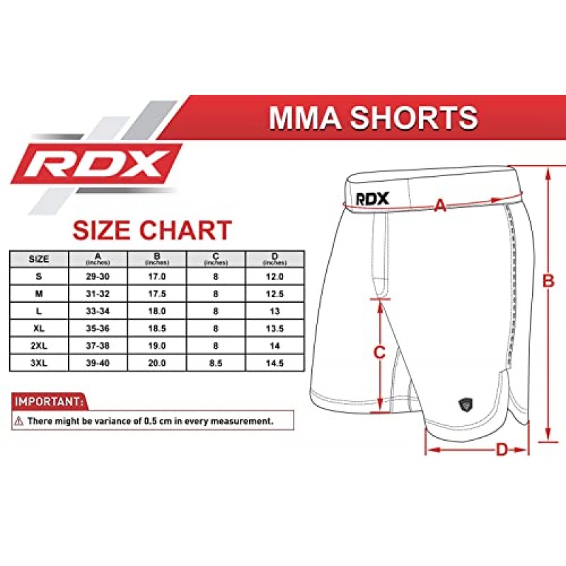 훈련 및 킥복싱용 RDX MMA 반바지 – 무술, 케이지 파이트, 무에타이, BJJ, 복싱, 그래플링용 파이팅 반바지