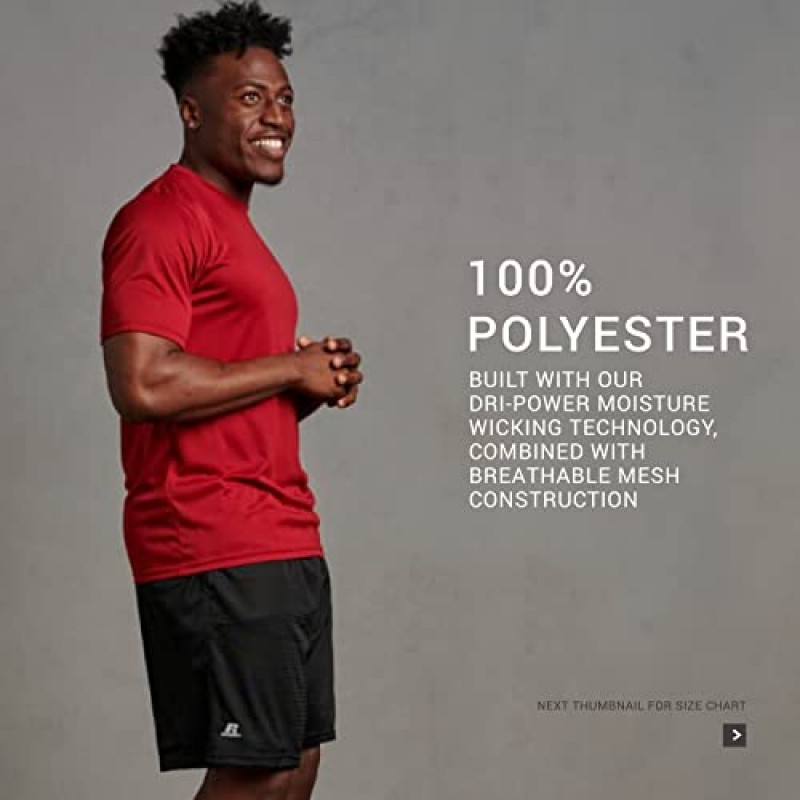 Russell Athletic 남성용 메쉬 반바지(포켓 포함)