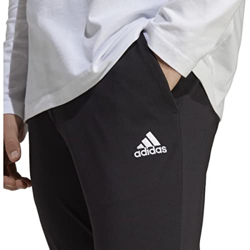 adidas 남성 에센셜 싱글 저지 테이퍼드 커프 팬츠