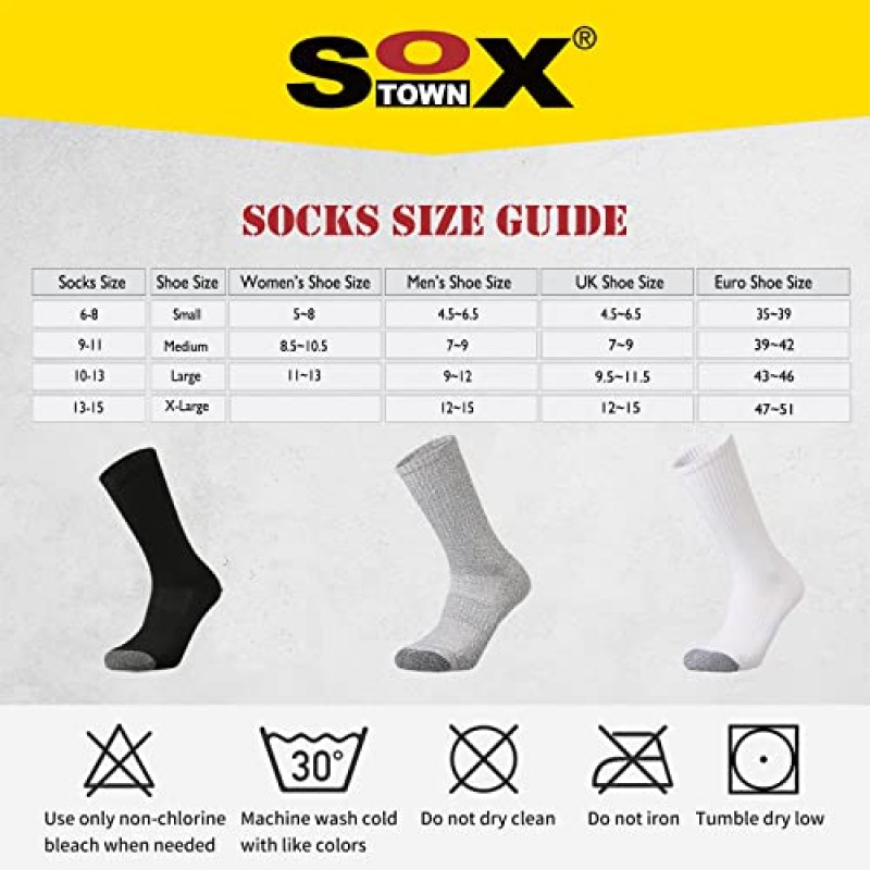 SOX TOWN 유니섹스 쿠션 승무원 훈련 운동 양말 남성 및 여성 빗질 면화 수분 흡수 통기성 성능