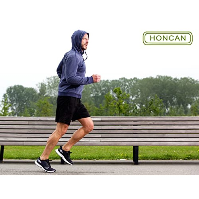 HONCAN 남성용 빠른 건조 운동 반바지 체육관 달리기 훈련을 위한 지퍼 포켓이 있는 운동 성능 반바지