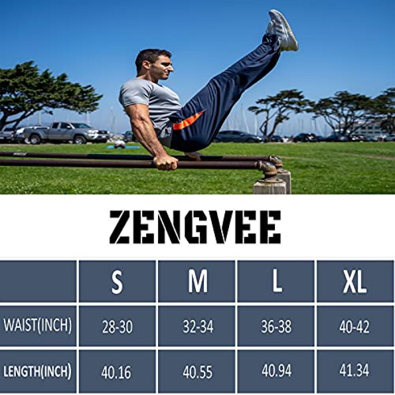 ZENGVEE 남성용 지퍼 포켓이 있는 스웨트팬츠 조깅, 운동, 체육관, 달리기, 훈련용 오픈 하단 운동 바지