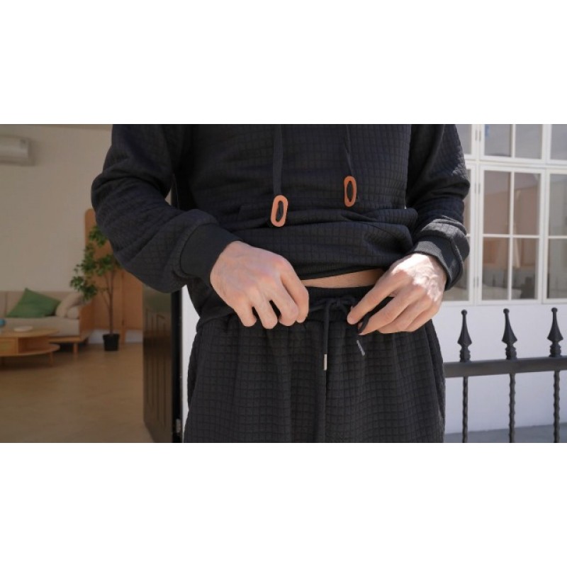 COOFANDY 남성용 운동복 세트 2 피스 복장 후드 운동 Tracksuit 격자 무늬 자카드 조깅 슈트 세트