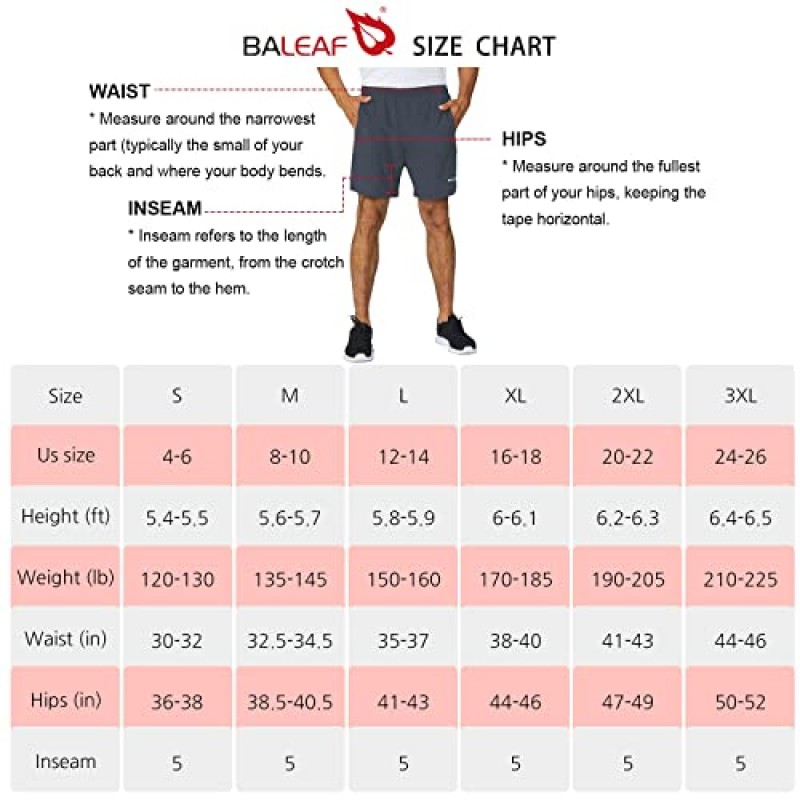 BALEAF 남성용 5인치 러닝 운동 반바지 운동 경량 지퍼 포켓