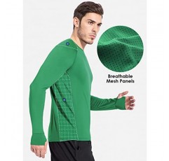 BALEAF 남성용 긴 소매 러닝 셔츠(엄지 구멍 포함) Quick Dry Athletic Shirt 운동 트레이닝 탑