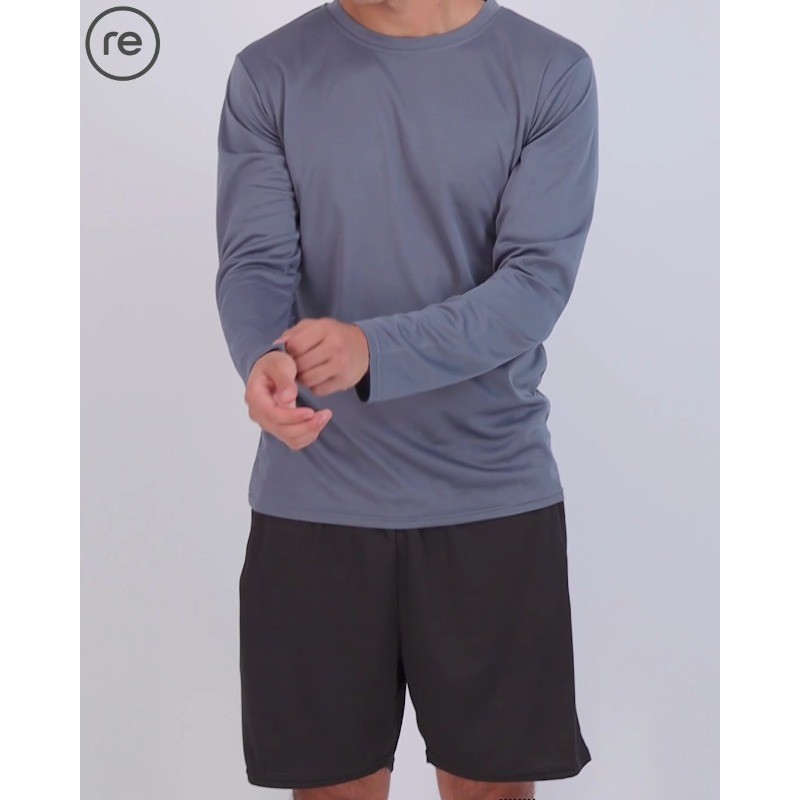 Real Essentials 3 팩: 남성용 메쉬 속건성 긴소매 티셔츠 수분 흡수 성능 UPF SPF UV 자외선 차단