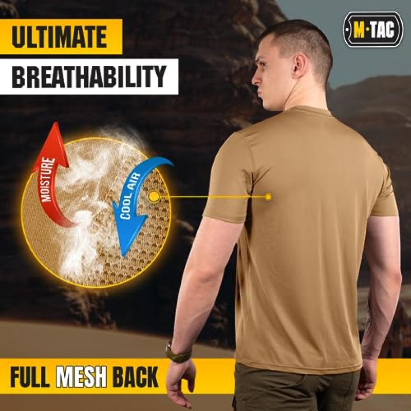 M-Tac 전술 반소매 티셔츠 - 육군 군사 울트라 벤트 남성용 운동 운동 체육관 훈련 티셔츠