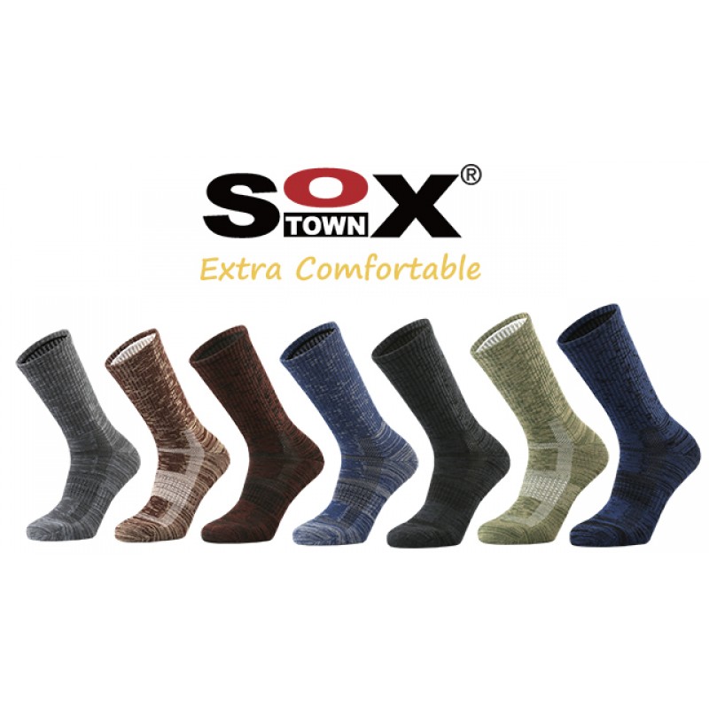 SOX TOWN 유니섹스 쿠션 크루 트레이닝 운동 양말 남성 & 여성 빗질된 면 수분 흡수 통기성 성능(네이비 블루 L)