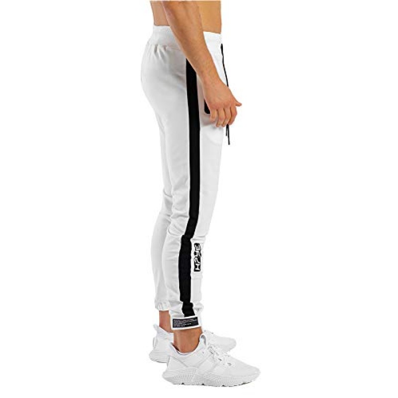 PIDOGYM 남성 운동 러닝 스포츠 조깅 바지 슬림 스트라이프 운동 캐주얼 조깅 테이퍼 스웨트 팬츠