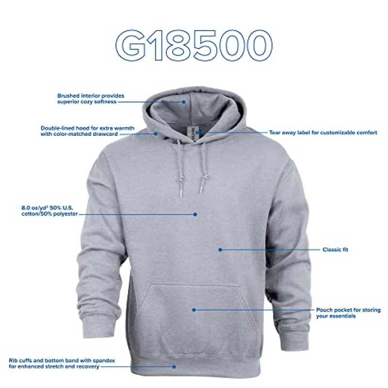 Gildan 성인 플리스 후디 스웨트셔츠, 스타일 G18500, 멀티팩