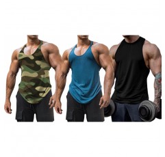 남성용 면 운동 탱크탑 드라이핏 체육관 보디빌딩 훈련 피트니스 민소매 근육 티셔츠