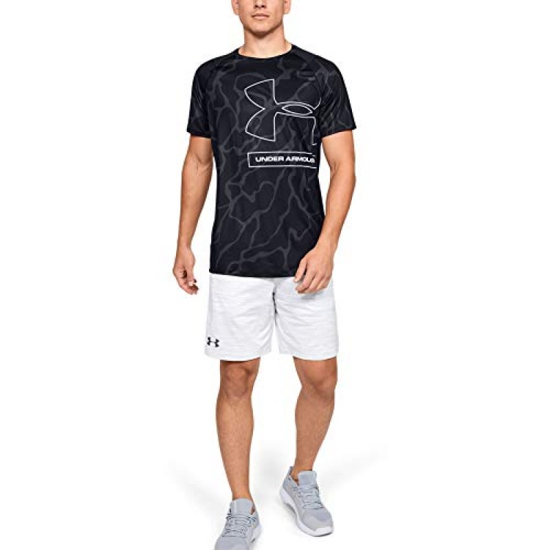 Under Armour 남성 Mk1 토널 프린트 반소매 트레이닝 워크아웃 셔츠