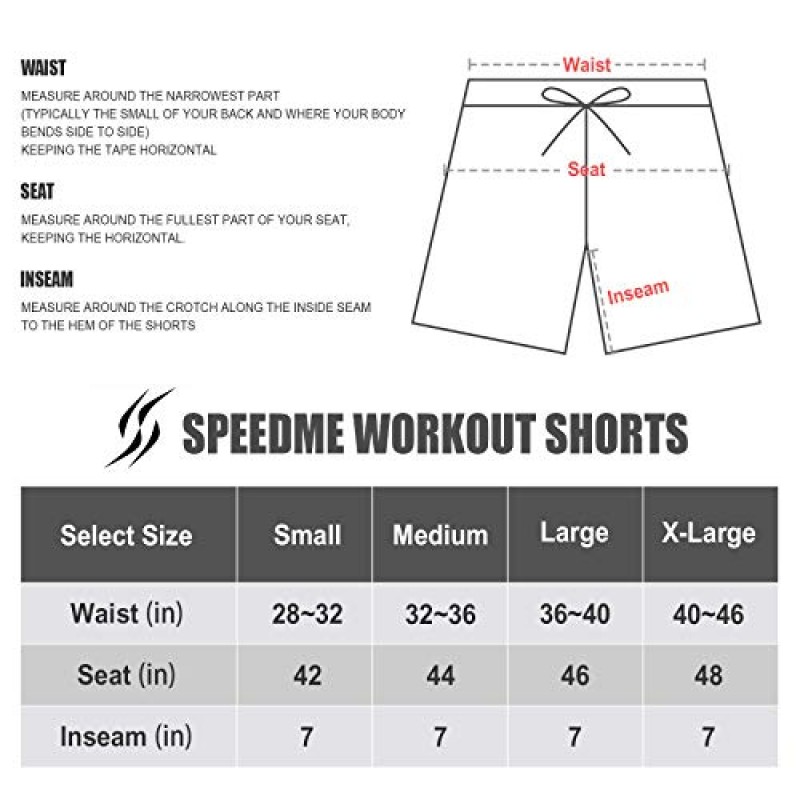 SPEEDME 남성용 7인치 운동용 러닝 반바지(주머니 포함) 빠른 건조 경량 액티브 체육관 반바지(운동, 훈련, 조깅용)