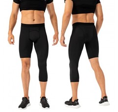 Hotfiary 농구 압축 바지 남성 한 다리 압축 스타킹 단일 다리 레깅스 3/4 운동 기본 레이어 속옷