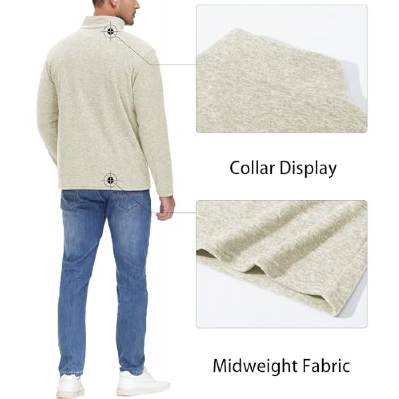 MAGCOMSEN 남성용 셔츠 1/4 지퍼 플리스 풀오버 중형 긴 소매 스웨트 셔츠 운동용 셔츠