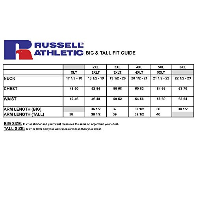 Russell Athletic 수분 흡수 셔츠 크고 톨 – 드라이 핏 크고 톨