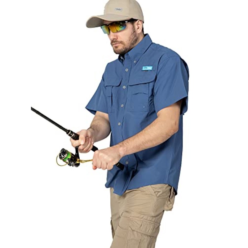 남성용 UV UPF 50+ 자외선 차단 토양 정전기 방지 방수 통기성 빠른 드라이 SPF 하이킹 낚시 짧은 소매 셔츠
