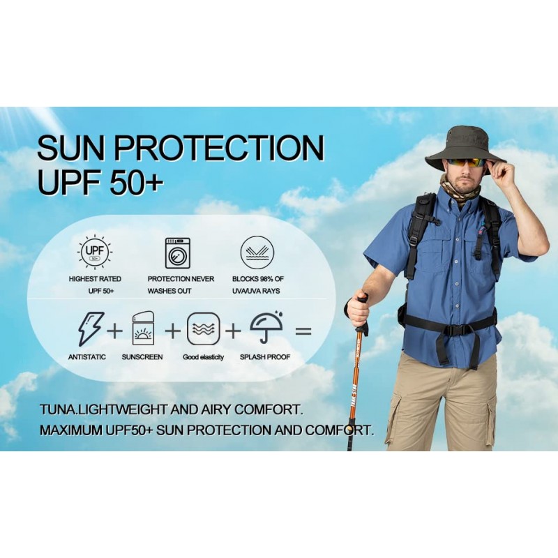 남성용 UV UPF 50+ 자외선 차단 토양 정전기 방지 방수 통기성 빠른 드라이 SPF 하이킹 낚시 짧은 소매 셔츠