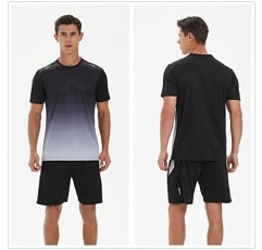 OPALOS 남성용 액티브 퀵 드라이 크루 넥 티셔츠 및 반바지 세트 운동 달리기 체육관 운동 반소매 티셔츠 및 반바지 세트