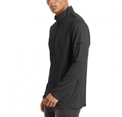 MAGCOMSEN 남성용 전술 셔츠 긴 소매 1/2 지퍼 풀오버 ​​운동 셔츠 러닝 스웨터 Quick Dry