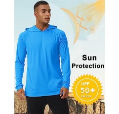 BIYLACLESEN 남성용 자외선 차단 긴팔 티셔츠 UPF 50+ 퍼포먼스 러닝 셔츠(후드 포함)