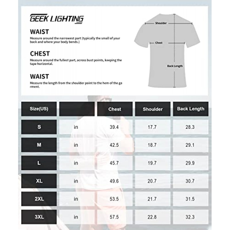 GEEK LIGHTING 남성용 운동 운동 셔츠 스포츠 반소매 티셔츠 러닝 낚시 티셔츠