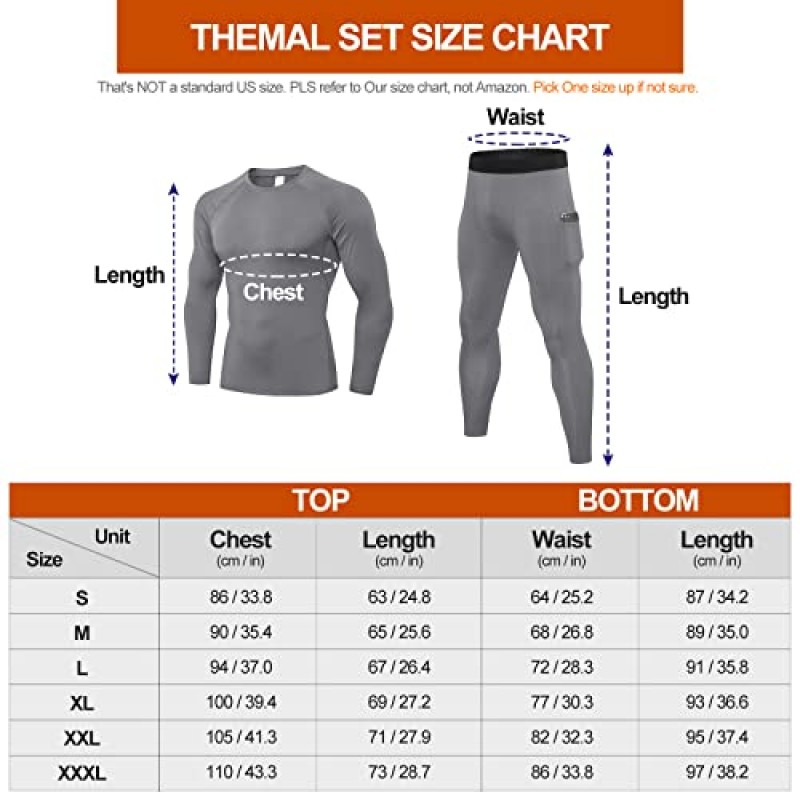 Odoland 남성용 열 속옷 2 팩 세트, 따뜻한 스키베이스 레이어, 추운 날씨를위한 긴 존스 양털 안감 스포츠 탑 하단