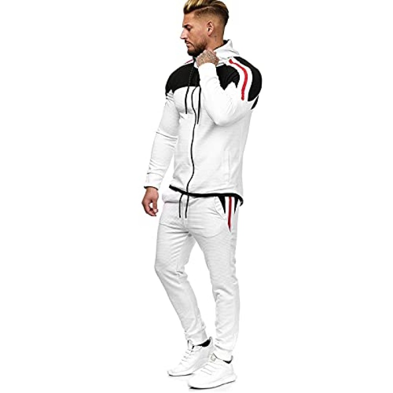 2PCS 망 캐주얼 Tracksuit 세트 긴 소매 지퍼 야외 운동복 따뜻한 스포츠 정장 체육관 훈련 착용