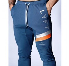 LZJDS Mens Gym Joggers 슬림 피트 조깅 바지 포켓 남성용 트랙 수트 바지 (M-3XL), 네이비 블루, 미디엄