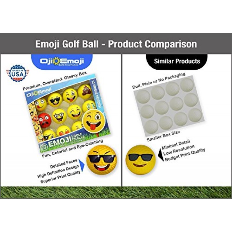 Oji-Emoji 프리미엄 Emoji 골프 공, 독특한 전문 연습용 골프 공, 12팩 Emoji 골퍼 모든 골퍼를 위한 참신한 골프 선물, 남성, 아빠, 여성, 어린이를 위한 재미있는 골프 선물, 골프 액세서리