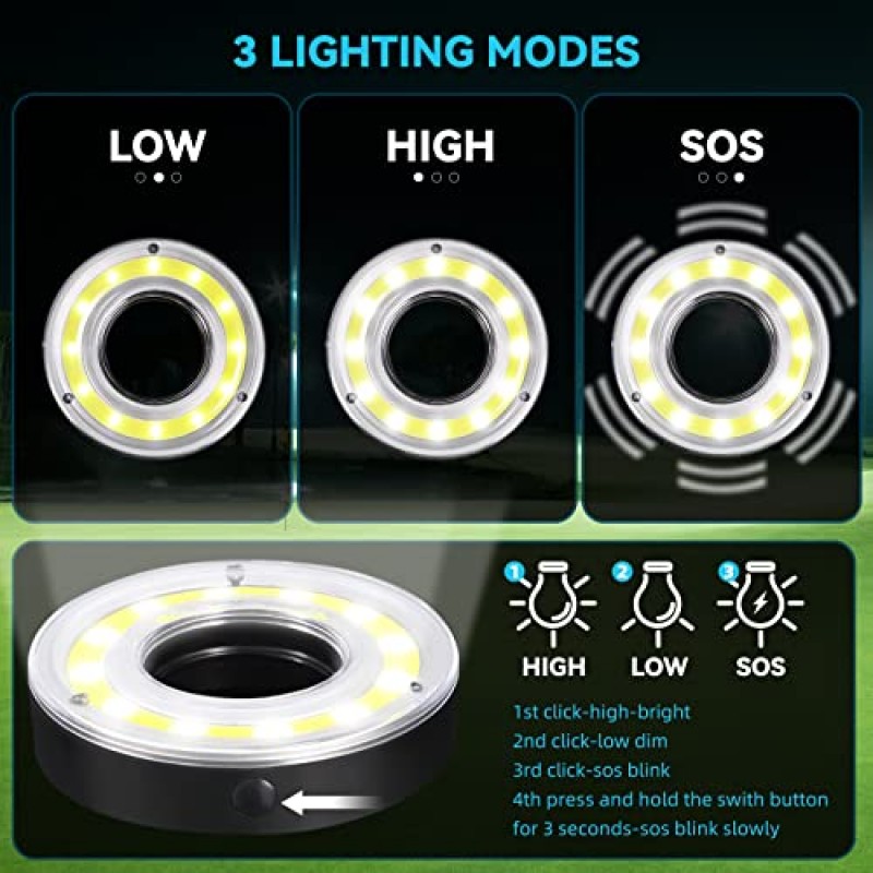 2Pcs 골프 홀 조명 글로우 골프 홀 LED 카라비너, Kailund LED 조명으로 빛나는 골프 홀 야간 골프 퍼팅 그린 컵 라이트 야간 골프 플레이, 퍼팅 및 치핑 연습