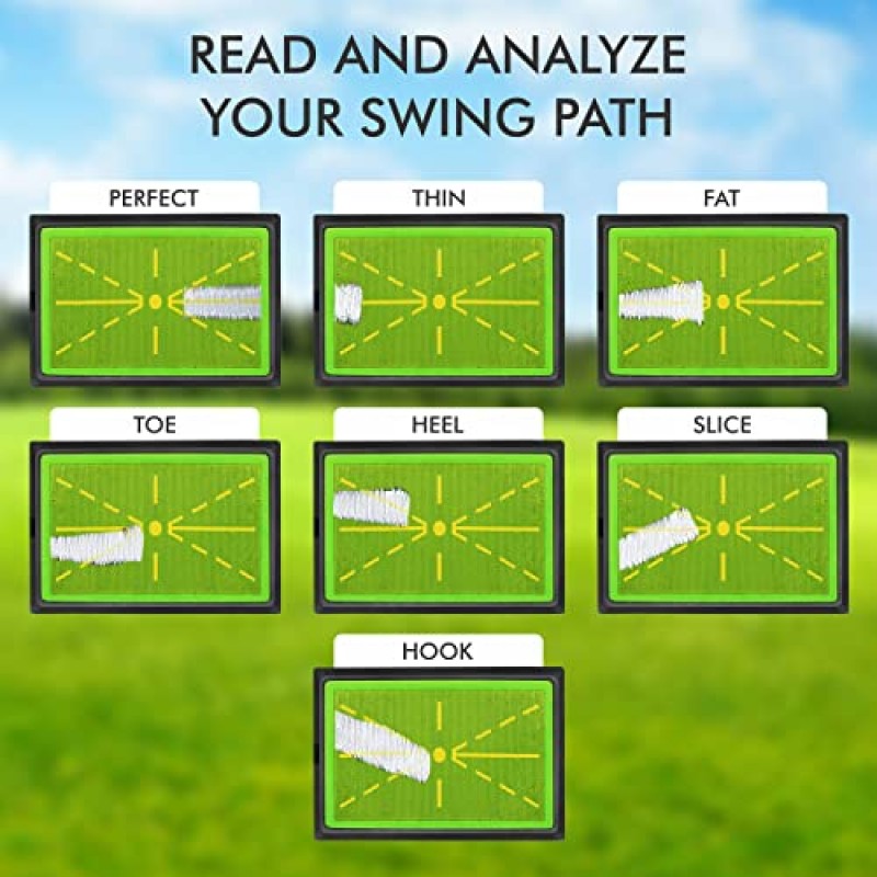 스윙 감지를 위한 골프 훈련 매트, 1인치 두께의 내구성 있는 고무 베이스, 정확한 피드백을 제공하는 스윙 경로 분석 보조 장치, 실내/실외 연습용 12