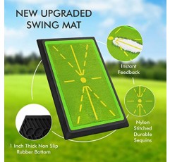 스윙 감지를 위한 골프 훈련 매트, 1인치 두께의 내구성 있는 고무 베이스, 정확한 피드백을 제공하는 스윙 경로 분석 보조 장치, 실내/실외 연습용 12