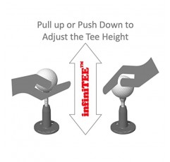 infiniTEE 연습장 매트용 높이 조절 골프 티 세트. 높이 조절 가능한 골프 티 3개(쇼트, 레귤러, 톨), 메쉬 보관 가방, 일반 목재 또는 플라스틱 티용 보너스 티 홀더 세트