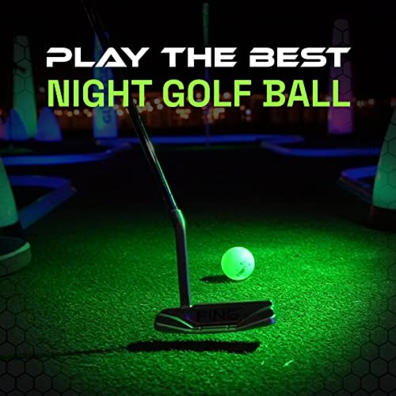 GlowGear Golf - GlowV1 글로우 골프 공 충전기 라이트 팩, 야광 골프 공 리필 포함, 충전식 라이트 업 골프 공, 여성 및 남성용 골프 액세서리, AA 배터리 4개 포함