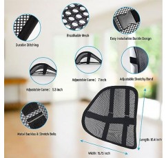 SANHSEHOME 자동차 사무실 의자용 요추 지지대 의자용 자동차 요추 지지대 운전석용 자동차 요추 지지대 인체공학적 사무실 의자 자동차 좌석 운전자용 요추 지지대 2팩 메쉬 책상 의자 등받이 지지대