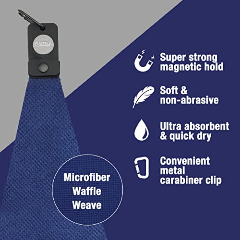 앞으로 플레이하기 남성용 및 여성용 클립이 있는 골프 가방용 자기 골프 타월, 골프 카트 또는 클럽을 강력하게 고정하기 위한 산업용 강도 자석이 있는 와플 직조 극세사 골프 타월