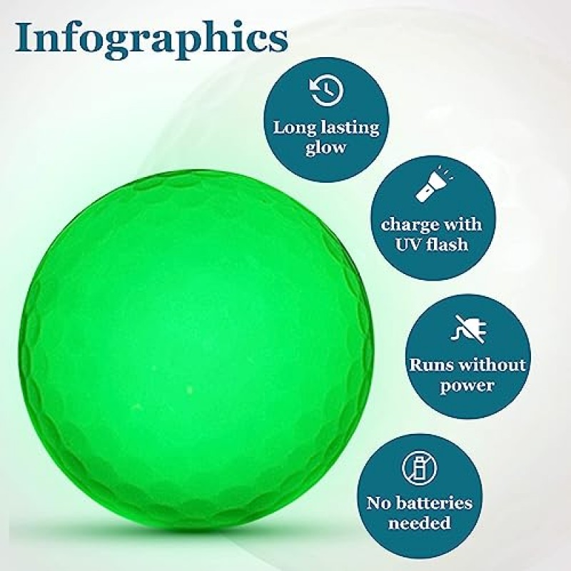 어두운 골프 공의 파 글로우 회복, 뒷마당용 골프 공 연습, 남성용 액세서리, 야간 조명 골프 공 9개 팩, UV 손전등 및 골퍼용 조임끈 가방
