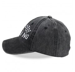 HHNLB 흑백 체크 무늬 깃발 경주 용 자동차 모자, 남성 여성을위한 조정 가능한 씻어 면화 자수 야구 모자