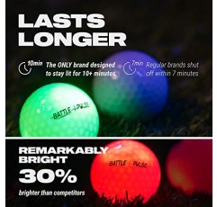 300시간의 조명 시간 BattlePulse Glow in The Dark Golf Balls with Mesh Bag | 방수 글로우 골프 공 | 6개 라이트 업 골프 공 | LED 조명 글로우 볼 | 다크 볼의 빛 | 3레이어 디자인